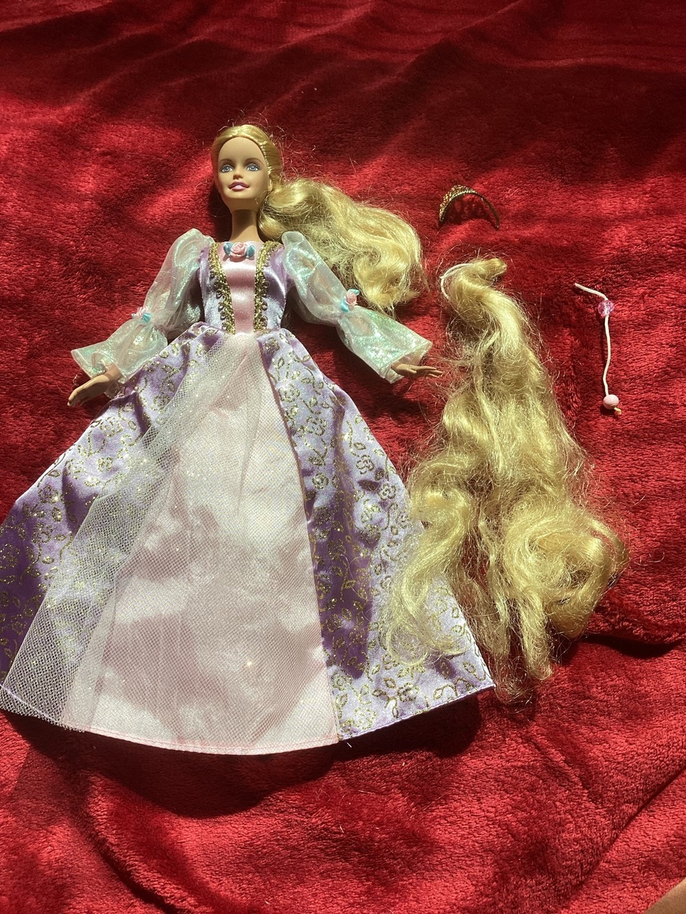 2001 Barbie As Rapunzel Doll Magically Growing Hair Mattel Long Hair Read Below